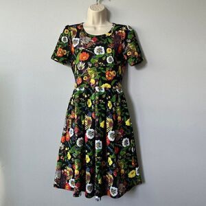 LulaRoe Bird and Floral Print Amelia Dress Size S